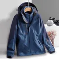 Men's 3-in-1 waterproof jacket in deep sea blue with detachable fleece lining and hood - 2XL / Tops / Men's Deep Sea Blue