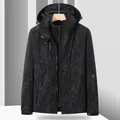 Men's 3-in-1 waterproof outdoor jacket with leaf camouflage pattern and hood - L / Tops / Men's Camo Black
