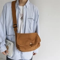 Braune Canvas-Umhängetasche mit verstellbarem Schultergurt und Metallschnalle - Khaki