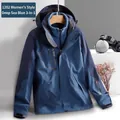 Women's 3-in-1 deep sea blue waterproof jacket with detachable fleece liner and hood - 2XL / Tops / Women's Deep Sea Blue