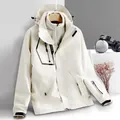Women's 3-in-1 ivory white outdoor jacket with detachable fleece lining and hood - L / Tops / Women's Ivory White
