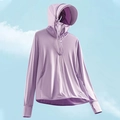 Light purple UPF50+ sun protection jacket with hood and breathable mesh fabric - M / Women's Violet