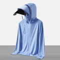 Light blue ice silk sun protection jacket with removable brim and face shield - Women's M / Sky Blue