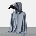 Gray UPF 50+ cooling sun jacket with detachable brim and thumbhole cuffs - Women's M / Dark Night Gray