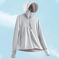 UPF50+ sun protection jacket in light lavender gray with hooded wide brim design - M / Women's Light Silver Gray