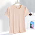 T-shirt de sport en soie glacée abricot clair respirant pour la course d'été - Rose Clair Pour Femmes / Taille Femme M [90-110]