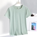 Kurzärmeliges eisgrünes Sport-T-Shirt aus atmungsaktivem Mesh-Gewebe für Herren - Damen L (50-55kg) / Oberteile / Hellgrün
