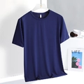 T-shirt de sport pour hommes bleu foncé en soie glacée avec maille respirante - M / Bleu foncé