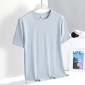Schnelltrocknendes hellgrau-blaues Wander-T-Shirt für Herren mit atmungsaktivem Netzgewebe - Herren 5XL [180-200] / Oberteile / Herren Hellgrau