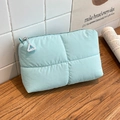 Neceser acolchado verde menta, bolso de mano minimalista y suave para uso diario - Azul