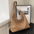 Minimalistische kaki hobo-tas van leer met litchi-textuur voor dagelijks woon-werk - Khaki
