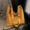 Bolso tote de ante marrón caramelo con correa ancha ajustable para el diario - Marrón
