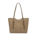 Borsa tote retrò color kaki in pelle capiente con cinghie a fibbia e tracolla - Cachi