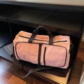 Pink foldable travel bag with large capacity and adjustable straps for yoga and fitness - Pink