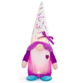 Glow-in-the-dark purple lavender gnome plush with warm LED lighting and heart detail - Beard Style (Male)