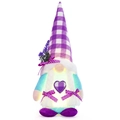 Luminous lavender gnome plush with purple plaid hat and glowing heart light - Braids Style (Female)