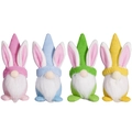 Set of four colorful Easter gnome plush dolls with rabbit ears for party decoration - Pink Blue Yellow And Green