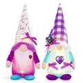 Lavender themed glowing faceless gnome plush dolls with purple and blue hat designs - Boy And Girl Combination