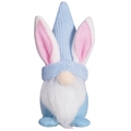 Light blue Easter gnome plush with pink rabbit ears and long white beard decoration - Blue
