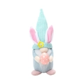 Gnomo di Pasqua di peluche con orecchie da coniglio luminose e uovo rosa a pois - Cappello Blu