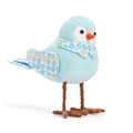 Light blue plush Easter bird figurine with floral wings and orange beak for spring decor - Blue Bird