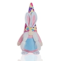 Poupée de gnome de Pâques avec chapeau à fleurs jaunes, oreilles de lapin et corps rose - Style Oreilles Roses / Rose