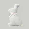 White sherpa bunny decorative pillow with a soft pink ribbon bow for Easter home decor - Standing Rabbit