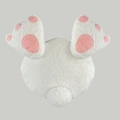 Easter bunny tail plush pillow in white sherpa fleece with cute pink paw details - Rabbit Back View