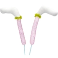 Jambes de lapin de Pâques à pois roses et froufrous verts pour pots de fleurs et arbres - Rose