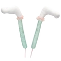 Pattes de lapin en peluche vert menthe à pois blancs avec dentelle rose - Vert