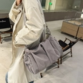 Minimalist grey-purple large capacity nylon crossbody bag with textured fabric - Gray