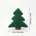 Green plush Christmas tree pillow in soft sherpa fabric, size 29cm by 27cm - Small (ML-O1165)