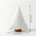Detail showing dimensions of white bouclé plush Christmas tree decorative pillow - Large / White