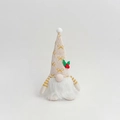 Weihnachts-Zwerg Plüschfigur mit beiger Strickmütze und festlichen Beeren-Akzenten - Gelbe Schleife (ML-Q1633B)