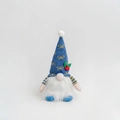 Blauer gestrickter Weihnachtszwerg-Plüsch mit gelber Schleife und weißem Bart - Blaue Schleife (ML-Q1633D)