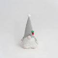 Gnome de Noël en peluche gris et blanc avec bras rayés et feuille de houx sur le bonnet - Gris Pur (ML-Q1633E)