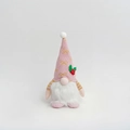Gnome de Noël rose et blanc avec bonnet tricoté à paillettes et longue barbe blanche - Nœud Papillon Rose (ML-Q1633F)