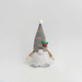 Gnome de Noël en peluche avec bonnet gris tricoté et décoration de nœud jaune - Nœud Papillon Gris (ML-Q1633G)