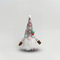 Gnome de Noël avec chapeau à carreaux rouge et vert et barbe blanche décorative - Style Treillis (ML-Q1633I)
