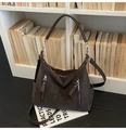 Deep brown large hobo bag in matte leather featuring double vertical zipper pockets - Brown