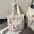 Sac cabas en toile blanc cassé avec écusson GTYLF et motif camouflage nuage d'école - Blanc Sac à Bandoulière