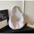 Sleek light purple glossy hobo bag with adjustable strap and central stitching detail - Purple