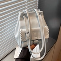 Sac seau bleu clair minimaliste avec cordon de serrage et détail de poche tissé - Bleu