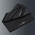 Men's black quick-dry ice silk sports pants with elastic drawstring and zipper pockets - L / Straight - Black