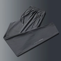 Dark grey quick-dry ice silk sports pants with drawstring waist and ATHL-E logo - L / Straight - Gray