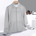 Light grey lightweight sun protection jacket for outdoor sports with thumb hole cuffs - S (Women) / Silver Gray