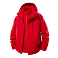 Veste de randonnée 3-en-1 rouge vif avec doublure polaire amovible et capuche - Rouge de Chine Homme / M