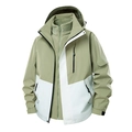 Army green three-in-one waterproof outdoor jacket with detachable fleece liner - S / Tops / Men / Bronze Green