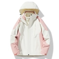 3-in-1 wasserdichte Jacke mit herausnehmbarem Fleecefutter in Weiß und Rosa - M / Elfenbeinweiß/Hellrosa (Herren)
