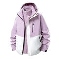 Three-in-one lavender purple waterproof jacket with detachable fleece lining for women - S / Tops / Light Purple